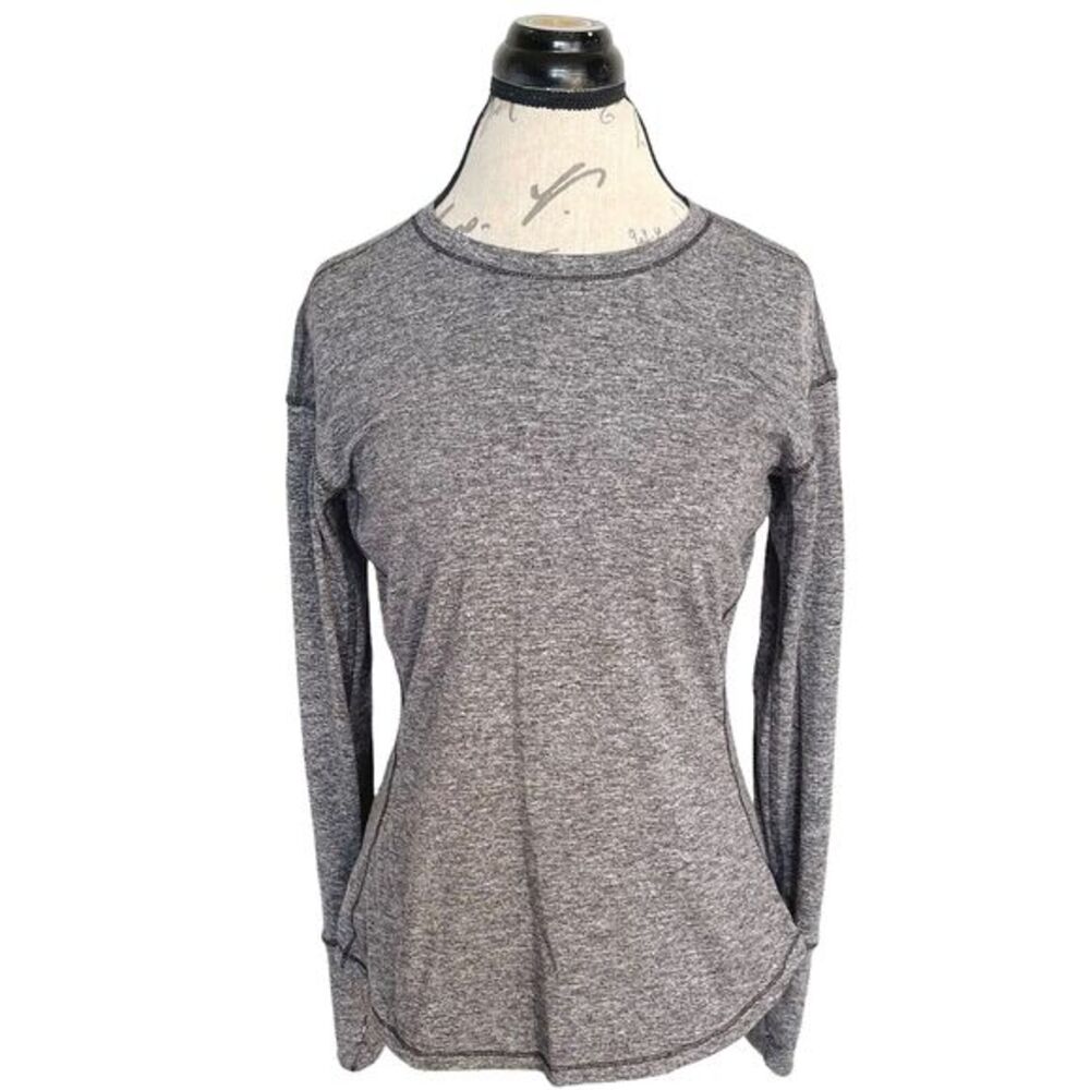 Avia Womens Blouse Size 4-6 Size Small Long Sleeves Dumb Hole Gray Activewear